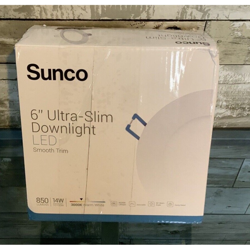 Sunco 6" Ultra Slim Downlight LED Light Smooth Trim 30005 Warm White‎ 2pk
